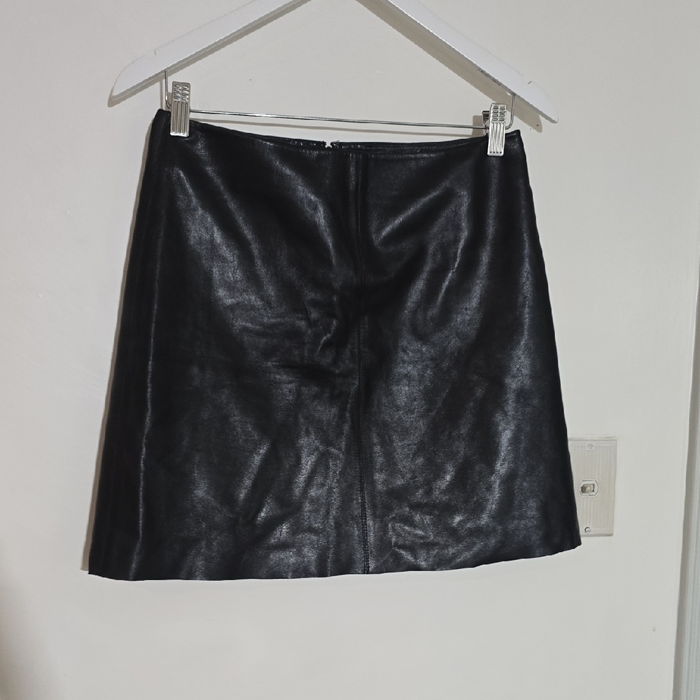 Theory Black Lamb Leather Skirt